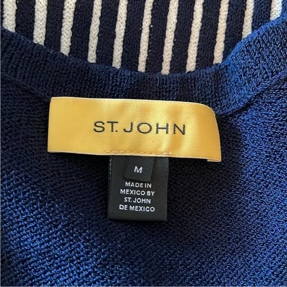St.John Twin Set Navy/ white Wool Blend Cardigan / Vest size M - Picture 16 of 16